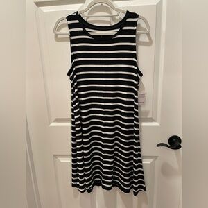 Black and White Striped Sleeveless Dress